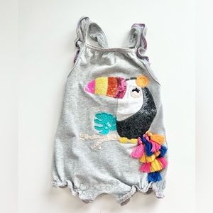 Mud Pie baby-girls Toucan Flutter Sleeve One Piece Bubble Playwear 6-9M